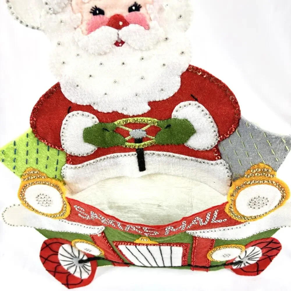 Vintage Bucilla Completed Handmade Santa's Mail Wall Hanging Felt Sequins Beads